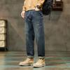 Outono e inverno novo vintage lavado jeans masculino solto em linha reta resistente ao desgaste na moda para todos os jogos moda casual calças masculinas