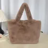 Bolso tote para mujer, bolso de mano de piel sintética de conejo, bolso tote de felpa para mujer otoño/invierno, color caramelo, bolso de hombro y bolso cruzado versátil