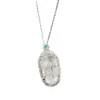 Collar con colgante de hoja de calcedonia de plata esterlina S925 con explosiones chinas, cadena de clavícula para mujer, ágata blanca hielo natural de alta calidad, material de caballo.
