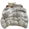 Juego de Ropa de Cama de Cuatro Piezas de Algodón Puro Lavado con Botones Estilo Muji, Funda Nórdica de Gasa de Doble Capa Jacquard, Juego de Tres Piezas para Dormitorio de Estudiante