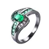 Anillo Ovalado de Zirconia Oro Negro 10K Anillo para Dedo Femenino Anillo Ovalado Moda Joyería Blanca Negra Antiguo Mujeres
