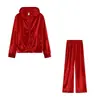 Ropa de mujer de otoño e invierno nueva transfronteriza Amazon ebay moda diamantes de imitación terciopelo coreano traje deportivo casual conjunto de dos piezas