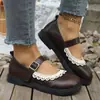 Nuevos Zapatos Pequeños de Cuero Mary Jane Retro para Mujer Primavera y Verano Estilo Francés Punta Redonda Estudiantes con Faldas Planos Estilo Japonés