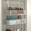 Colgador detrás de la puerta, artefacto para abrigos y sombreros de entrada, estante de almacenamiento montado en la pared, sin perforaciones, tendedero colgante lateral para puerta de dormitorio