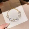 Pulsera Ajustable Flor de Circonita Super Brillante, Lujo Ligero, Moda de Gama Alta, Diseño Simple, Joyería Única para Mujer