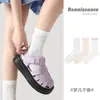 Meias Finas de Vidro Renascença Primavera e Verão Meias de Meia Panturrilha Moda Feminina Algodão Recortes Meias de Rede