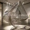 Escultura Cubo Geométrico Hueco Grande, Instalación de Exhibición Comercial para Oficinas de Ventas, Adorno de Arte Metálico Suministrado Directamente por el Fabricante