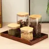 Frasco de Vidrio Transparente Cuadrado para Alimentos con Tapa Contenedor para Granos de Té Café Caja Sellada para Snacks Nueces Organizador de Cocina