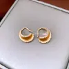 Pendientes Vintage de Plata con Zirconia en Forma de Arco, Aretes de Tachuela Estilo Retro, Pendientes de Lujo Ligero de Gama Alta para Mujer, Diseño de Nicho