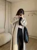 Nuevo Cárdigan de Punto 100% Lana Otoño e Invierno 2025 para Mujer, Holgado, Estilo Perezoso, de Manga Larga, Color Puro, Chaqueta Larga sin Botones