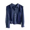 Camisa xadrez estilosa e moderna, conjunto de duas peças de corte solto, nova coleção de outono para mulheres, H090514
