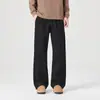 Calça casual de workwear patchwork desconstruída estilo americano para homens, nova coleção primavera/outono, algodão puro, acabamento lavado, corte solto, calça reta versátil para o dia a dia