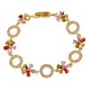Pulsera retro de estilo playero transfronterizo con cadena circular de flores, ligera, de lujo, con diamantes de cristal multicolor de alta calidad.