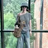 Camiseta Casual Chic Minimalista de Moda sin Hombros para Mujer, Verano Relajada Retro Chica Picante con Estilo para el Trabajo Ins