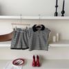 Traje para niño Verano 2024 Nuevo Guapo Rayado Manga Corta Dos Piezas Ropa de Bebé Verano Ropa Infantil
