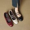 Zapatos de Ballet de Piel de Oveja de Punta Redonda con Lazo para Mujer 2025 Primavera Nuevo Retro Hebilla Doble con Suela Suave Boca Baja Zapatos de Moda de Una Capa