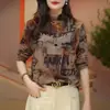 Top de Mujer de Manga Larga con Estampado, Estilo Coreano, Nuevo de Moda para Otoño e Invierno, con Trabajo Artesanal Pesado, Diseño Elegante y que Reduce la Edad, Cuello Semi-Alto, Camisa Cálida