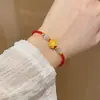 Pulsera trenzada de loto dorado, Pulsera de cuerda roja del año zodiacal, Regalo del Día de San Valentín chino para novia y mejor amiga, Pulsera