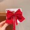 Horquilla para el pelo con lazo rojo de Año Nuevo para niña, horquilla para el pelo con lazo para niña, clip superior con estampado de dibujos animados de princesa
