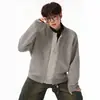 Cardigan de Lã Mesclada Estilo Americano Falso Duas Peças para Homens e Mulheres, Outono Tendência Simples Solto Vibe de Marido Tricô Outerwear