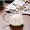 Taza de Café de Vidrio Navideña para Café Helado Americano Latte Taza Transparente con Asa de Alto Borosilicato para el Hogar Taza de Leche