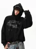 Sudadera con Capucha Estilo Americano Estampado de Letras Moteado Degradado para Hombres y Mujeres, Otoño, Atractivo Travieso, Casual, Chaqueta de Pareja, Holgada, Versátil, Sudadera con Capucha