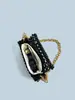 Bolsa Cuadrada de Perlas Tejida a Mano Pura Moda Nicho Negra Nueva 24 Otoño Bolso Pequeño Cuadrado de Hombro Personalizado