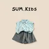 Nuevo Conjunto de Verano para Niños: Conjunto Elegante de Dos Piezas para Niños Jóvenes: Camisa Polo Casual sin Mangas Estilo Coreano y Shorts Cargo