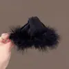 Nuevo Pinza Grande de Garra con Pluma Rosa, Nuevo Estilo Otoño e Invierno, Pinza para el Cabello de Pluma de Avestruz Súper de Hada, Pinza Tiburón para Recogido en la Parte Posterior de la Cabeza