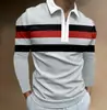 Nova Camisa Polo Casual Masculina de Outono 2023, Comércio Exterior, Estampa 3D, Cor Sólida, Zíper, Manga Longa