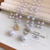 Brinco Gancho com Borla de Pérolas Francesas Colar Conjunto de Duas Peças Moda Exquisite Temperamento Corrente para Suéter Colar de Alto Padrão Ornamento Mulher