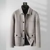 Abrigo de lana para hombre corto estilo coreano invierno 2023 abrigo de lana de doble cara engrosado chaqueta casual para hombre