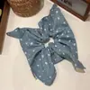 Ins Coreano Nuevo Estampado Cuadrado de Lunares en Mezclilla Goma para el Cabello Intestino Grueso Moda Accesorio para el Cabello de Alta Gama Nicho Versátil