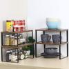 Estante de encimera de cocina Estante de almacenamiento apilable Estante de encimera Almacenamiento de alimentos Fábrica de muebles personalizados Gabinete Plegable
