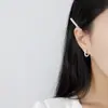 Pendientes YH428 de Plata de Ley S925 Coreana INS Pendientes de Aro Geométricos Simples con Cuentas Pendientes Elegantes de Nicho Versátiles
