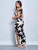 Vestido Largo de Moda Nuevo Europeo y Americano Transfronterizo de Amazon con Estampado Floral, Volante en un Hombro, Diseño que Ceñe la Cintura y Tirantes Ajustables