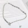 Tendência europeia e americana linha quadrada costura de diamante em forma de O colar de aço titânio design de moda individual vento frio corrente de pescoço de metal