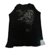 Camiseta top de manga longa lisa com estampa, estilo rua versátil, corte justo, punk escuro, gola redonda