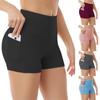 Calças de ioga de bolso europeu e americano de três pontos shorts de cintura alta finos verão esportes fitness leggings anti-exposição de três pontos