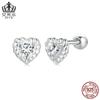 Aifule luz de luxo brilhante moissanite adorável brincos s925 fio de prata esterlina plug de orelha em forma de coração brincos estrela jóias femininas
