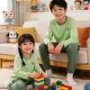 Pijama Adolescente, Conjunto de Roupa de Casa Infantil 100% Algodão, Roupas de Ar Condicionado para Meninos Primavera e Verão, Camisetas de Base Femininas para Estudantes