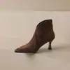 Botines Chic Estilo Coreano Nuevos 2026 para Mujer, Temporada Otoño/Invierno, Tacones de Aguja Altos, Botines de Punta Mate, Tallas Grandes