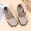 Zapatos de Tela de Old Beijing para Mujer de Primavera y Otoño, Zapatos Casuales Transpirables de Malla sin Cordones, Suela Suave, Cómodos para Madres de Mediana Edad y Mayores