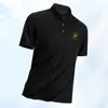 Polo de Verano de Seda de Hielo para Hombre Solapa Manga Corta Negocios Color Sólido Cuello Polo Manga Corta Cómodo Combinable Transpirable Moderno