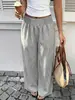 Suministro de pantalones casuales de pierna ancha holgados con franjas verticales y cintura fruncida para mujer, nuevos, transfronterizos, TikTok, Amazon