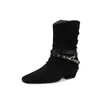 Botas Martin de doble uso para mujer, nuevas botas de caballero vintage otoño e invierno 2026, botas de vaquero estilo western de ante, botas estilizadas de punta cuadrada