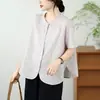 Ropa de Verano 2026 Estilo Japonés Estampado de Puntos Coloridos Cuello Alto Holgado Cárdigan para Mujer Camisa de Manga Corta