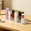 Organizador de exhibición de labiales, caja organizadora para escritorio de niñas, soporte transparente para labiales, estante de almacenamiento para dormitorio, caja organizadora de plástico para cosméticos