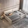 Cama Familiar para Dos Niños, Cama Grande, Litera Alta y Baja para Gemelos, Dormitorio Principal Moderno Minimalista, Litera Grande de Madera Maciza para el Hogar