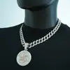 Hip-Hop Transfronterizo Nuevo Producto Rueda de Fuego Completa Diamante Aleación Colgante Cadena Cubana Hip-Hop Collar para Hombre Fabricante
